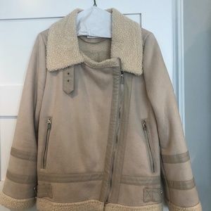 Sadie and Sage Beige Fuzzy Jacket - XS